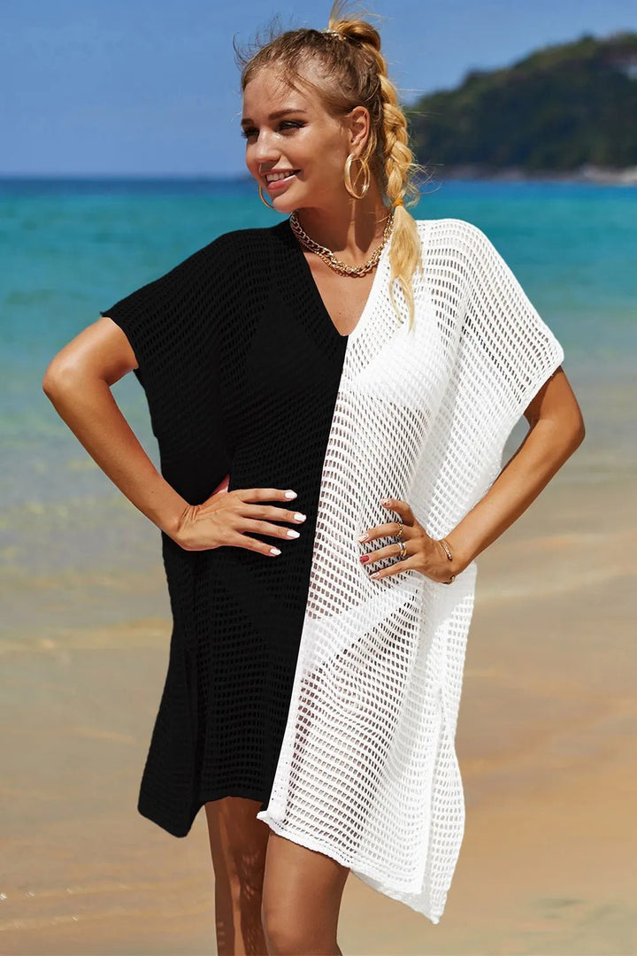 Angel Wings Openwork Contrast Slit Knit Cover Up | Nikki &amp; Co. Boutique