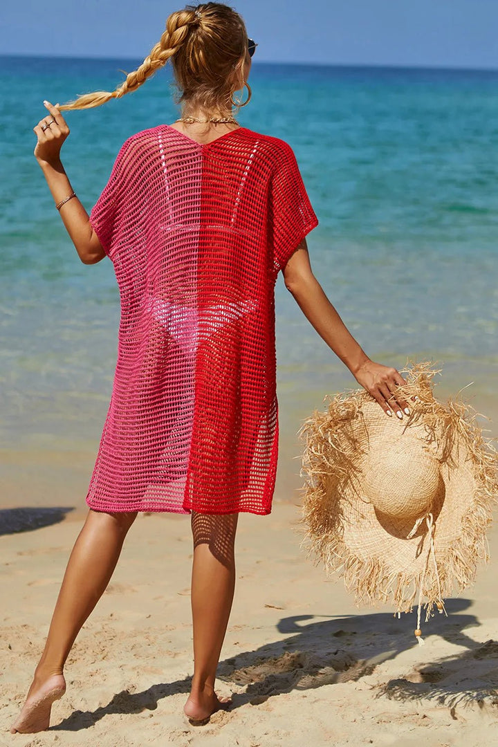 Angel Wings Openwork Contrast Slit Knit Cover Up | Nikki &amp; Co. Boutique