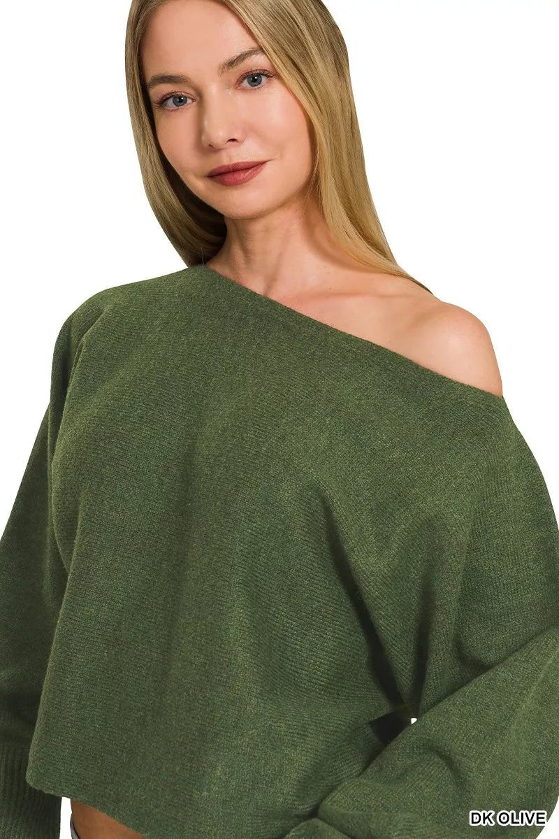 Zenana Boat Neck Balloon Sleeve Sweater - Nikki &amp; Co. Boutique