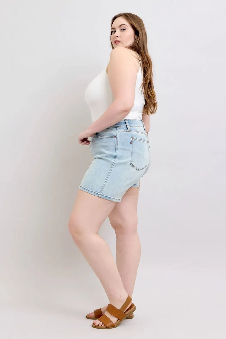 Judy Blue Full Size 2 Button Denim Shorts with Pockets Plus Size | Nikki &amp; Co. Boutique