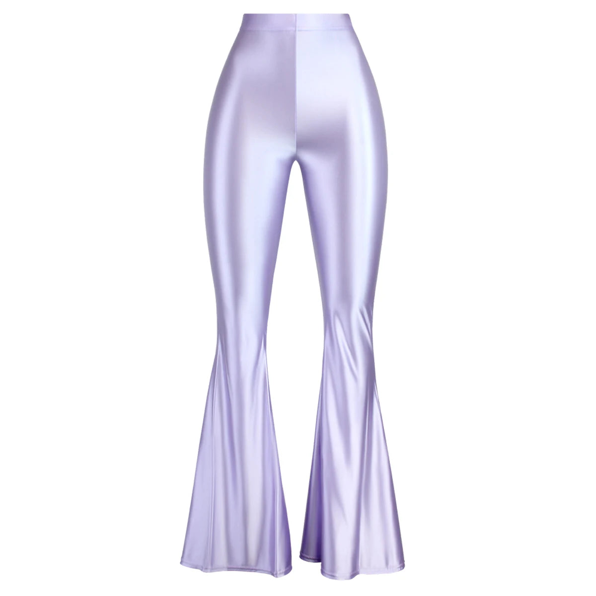 MJINM Women High-Waisted Spandex Flare Pants Glossy Colorful Silky Smooth Bodybuilding Dance Yoga Skinny Bell Bottoms Outer Wear