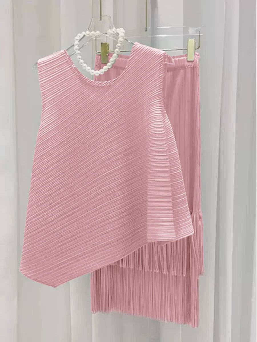 HKSH Spring Summer New Women Tide Young Style Y2K Contracted Fashion Ins Elegant Temperament Pleated Fabricevening Dress HK5086