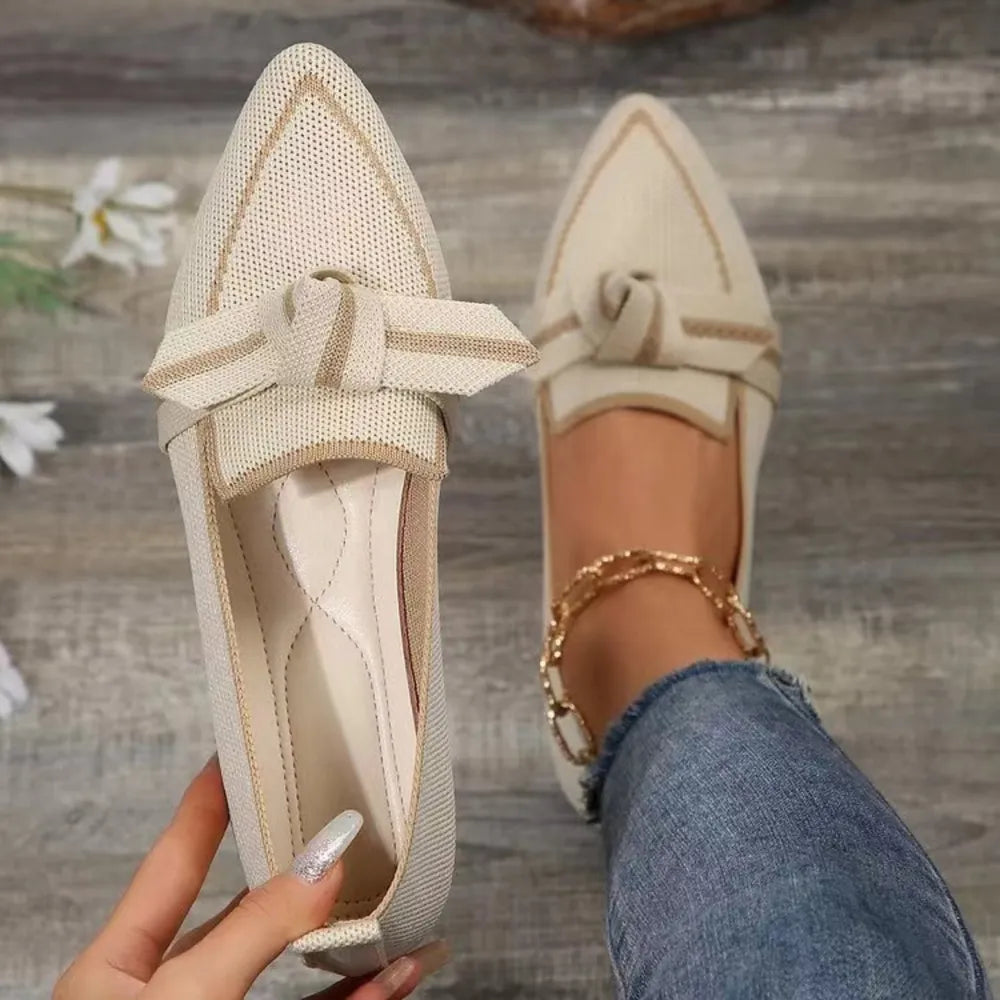 Bow Contrast Trim Point Toe Loafers | Nikki &amp; Co. Boutique