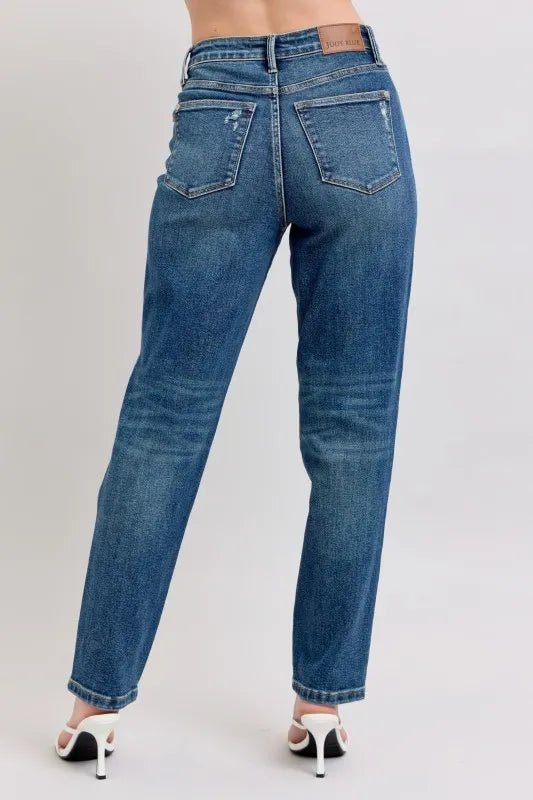 Judy Blue Full Size High Waisted Rigid Magic Non - destroy Straight Leg Jeans Plus Size - Nikki &amp; Co. Boutique