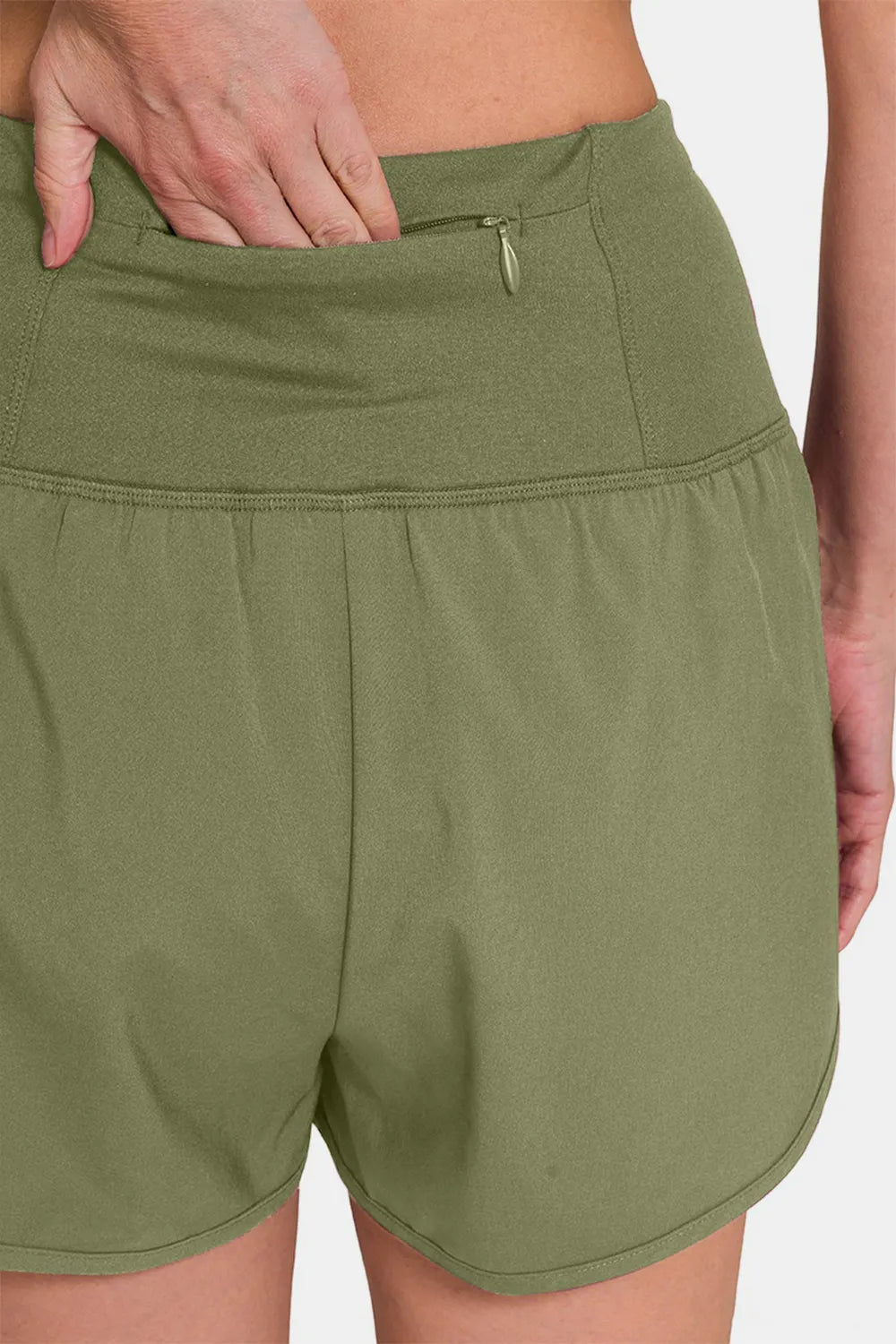Zenana High-Waisted Zippered Back Pocket Active Shorts | Nikki &amp; Co. Boutique