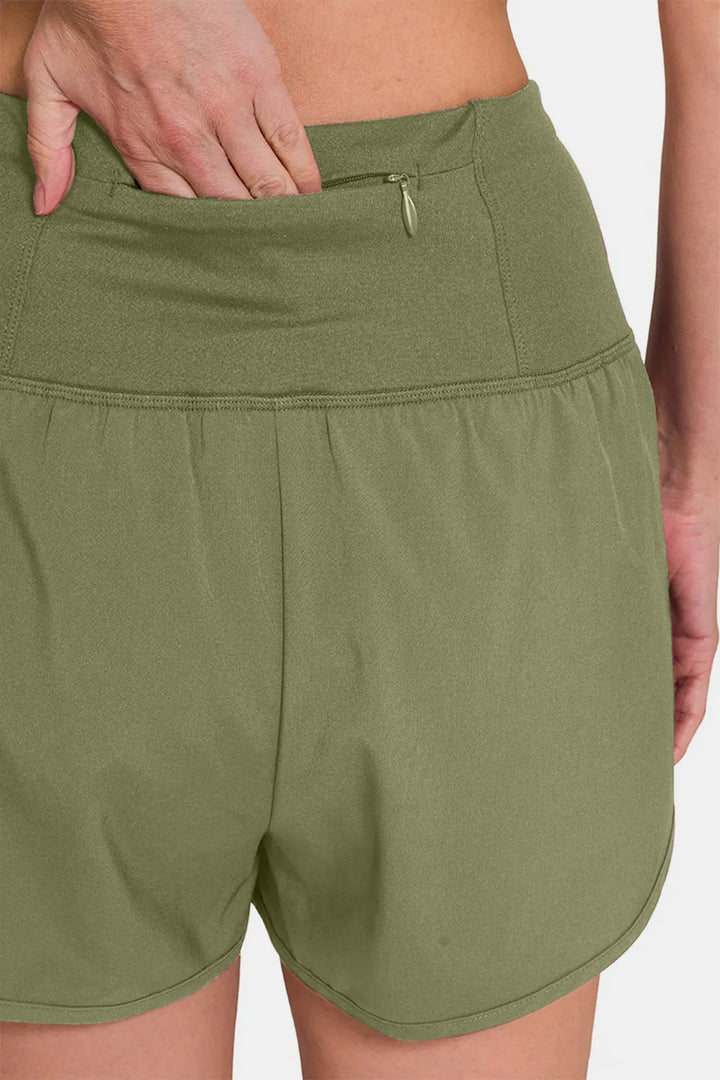 Zenana High-Waisted Zippered Back Pocket Active Shorts | Nikki &amp; Co. Boutique