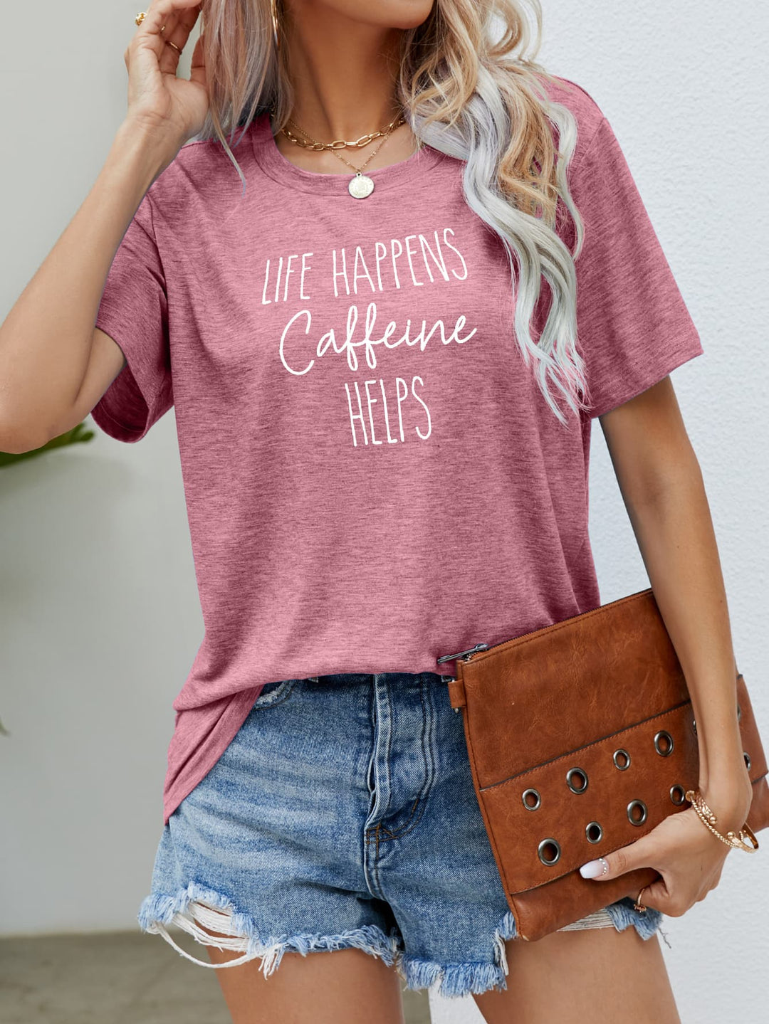 LIFE HAPPENS CAFFEINE HELPS Graphic Tees | Nikki &amp; Co. Boutique