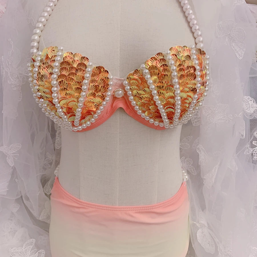 Mermaid Sequin Corset High Quality Multi Styles Mermaid Bra Suitable For Free Diving Oceanarium Performance Mermaid Bra