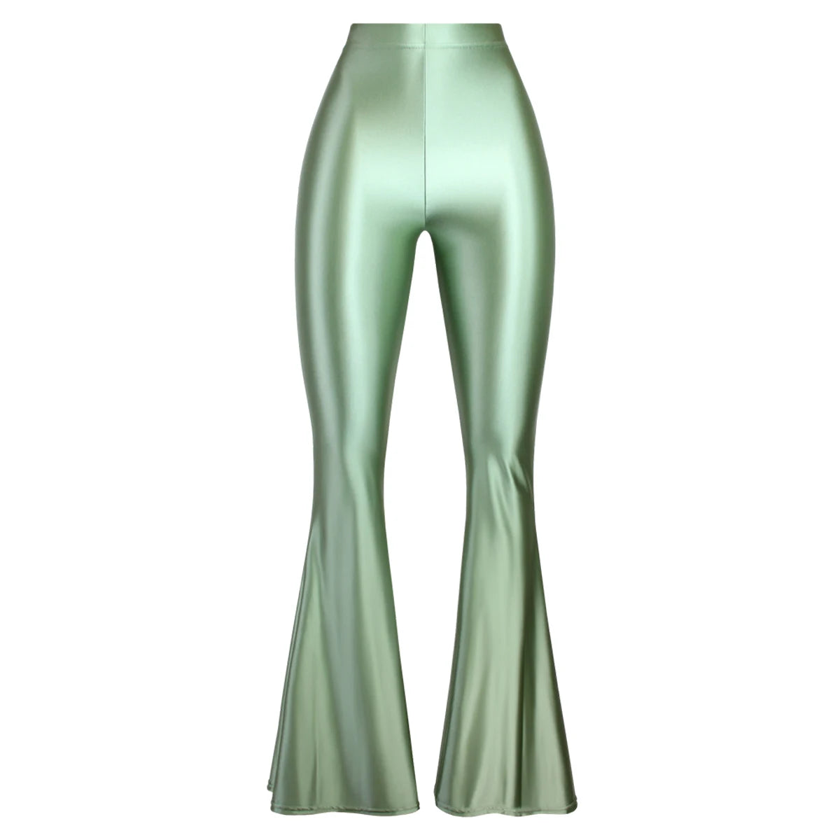 MJINM Women High-Waisted Spandex Flare Pants Glossy Colorful Silky Smooth Bodybuilding Dance Yoga Skinny Bell Bottoms Outer Wear