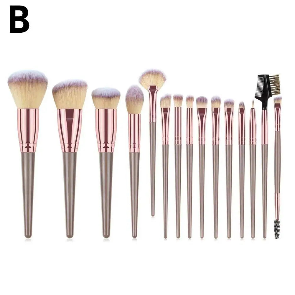 15 pcs - Professional Make Up Brushes: Foundation, Loose Powder, Blush, Face, Contour Brush and more  - 1 Set