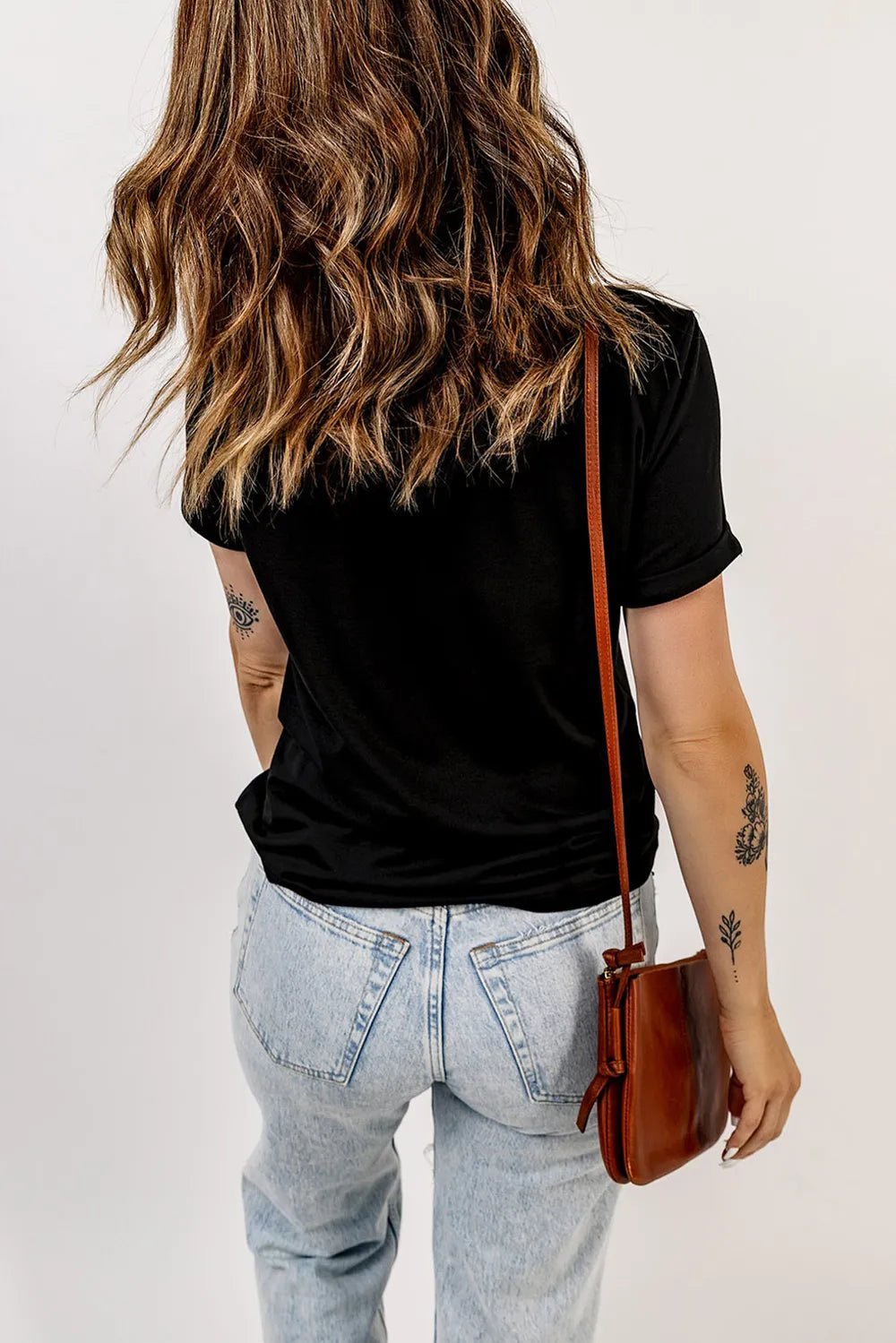 Rhinestone Bow Graphic Round Neck Shorts Sleeve T-Shirt - Nikki &amp; Co. Boutique
