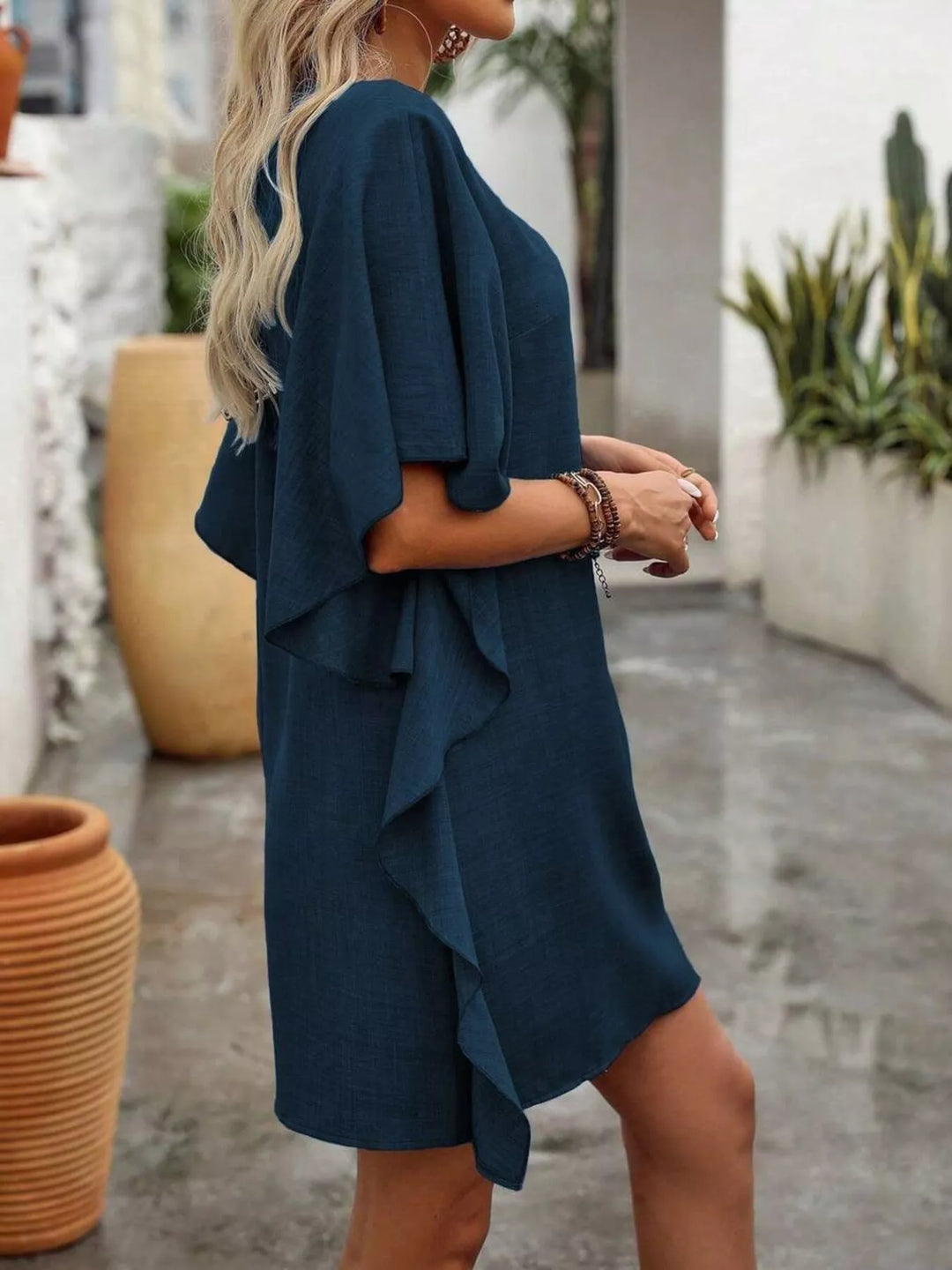 Ruffled Flutter Sleeve V-Neck Mini Dress | Nikki &amp; Co. Boutique