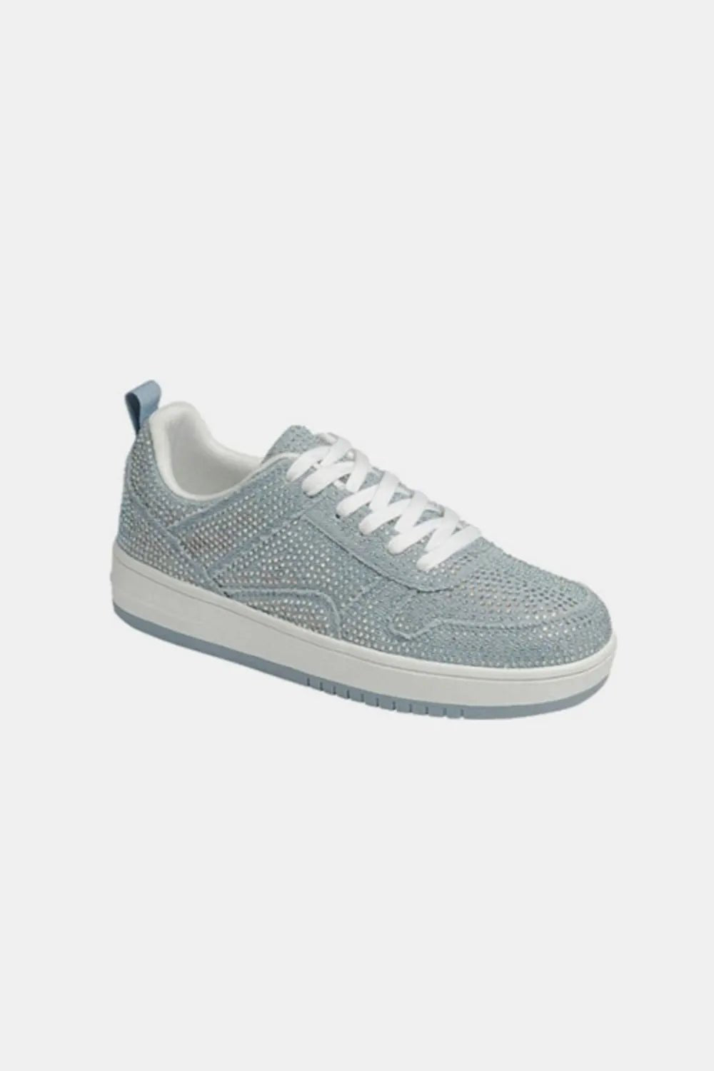 Forever Link Rhinestone Platform Flat Sneakers in Blue Denim - Nikki &amp; Co. Boutique