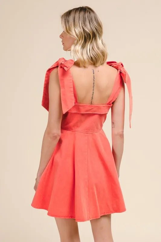 SO ME Fit and Flare Washed Gameday Dress in Orange - Nikki &amp; Co. Boutique