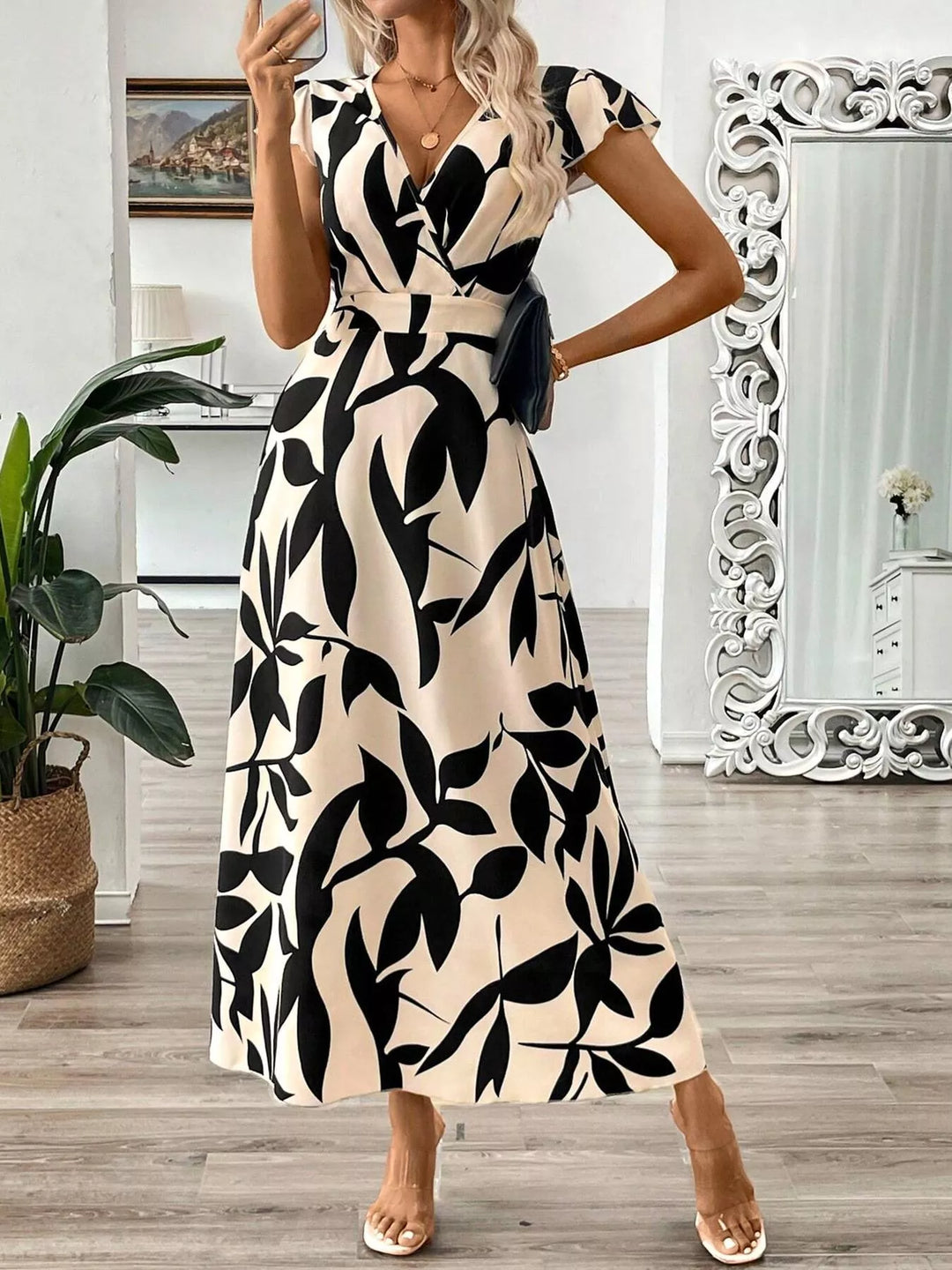 Surplice Cap Sleeve Midi Dress - Nikki &amp; Co. Boutique