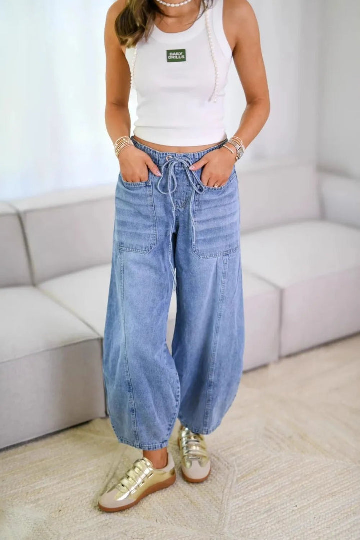 Drawstring Jeans with Pockets | Nikki &amp; Co. Boutique