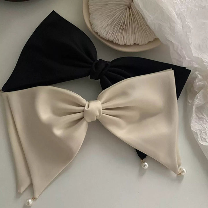 Satin Pearl Bow Hair Clip | Nikki &amp; Co. Boutique