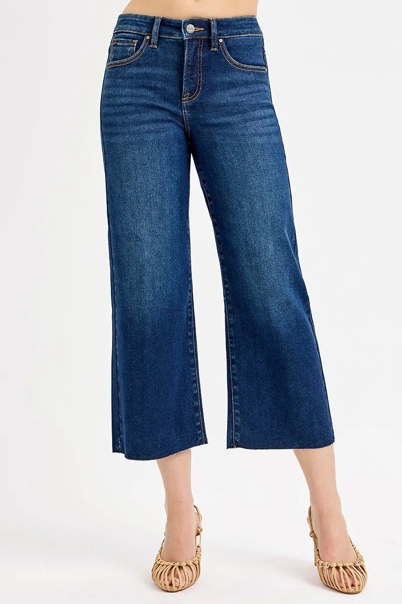 RISEN Full Size Tummy Control High Rise Crop Wide Jeans Plus Size - Nikki &amp; Co. Boutique