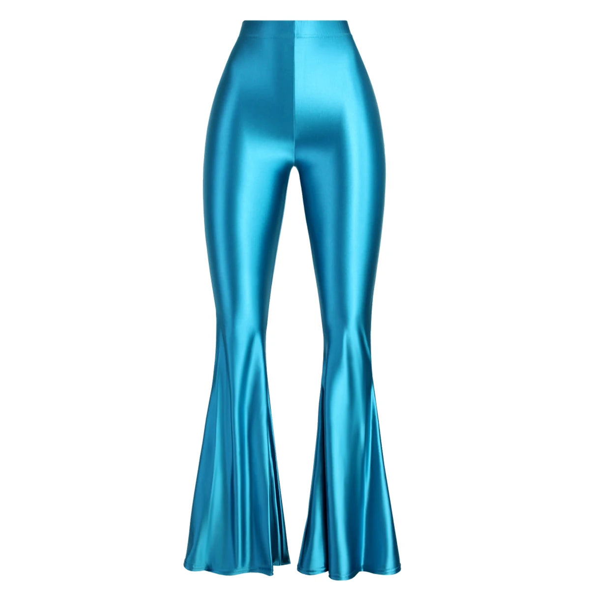 MJINM Women High-Waisted Spandex Flare Pants Glossy Colorful Silky Smooth Bodybuilding Dance Yoga Skinny Bell Bottoms Outer Wear