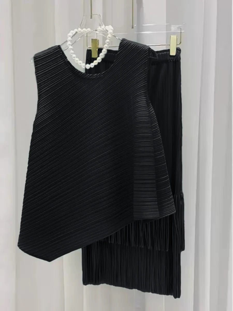 HKSH Spring Summer New Women Tide Young Style Y2K Contracted Fashion Ins Elegant Temperament Pleated Fabricevening Dress HK5086