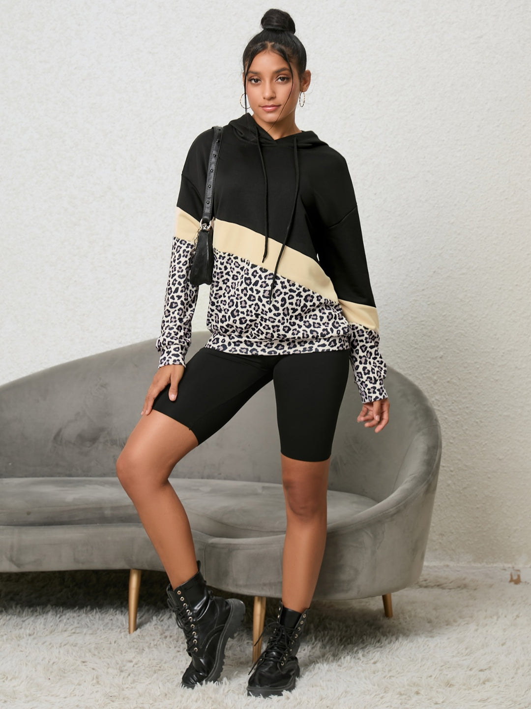 Leopard Color Block Hoodie | Nikki &amp; Co. Boutique