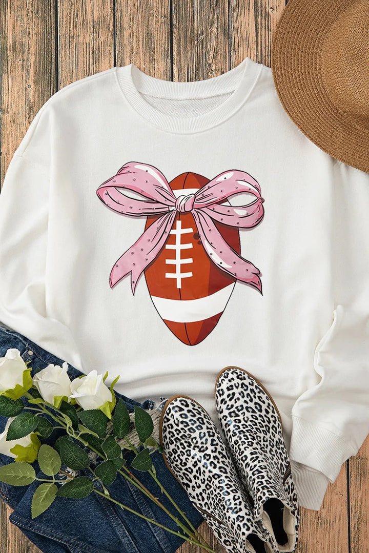 Football Round Neck Long Sleeve Sweatshirt - Nikki &amp; Co. Boutique