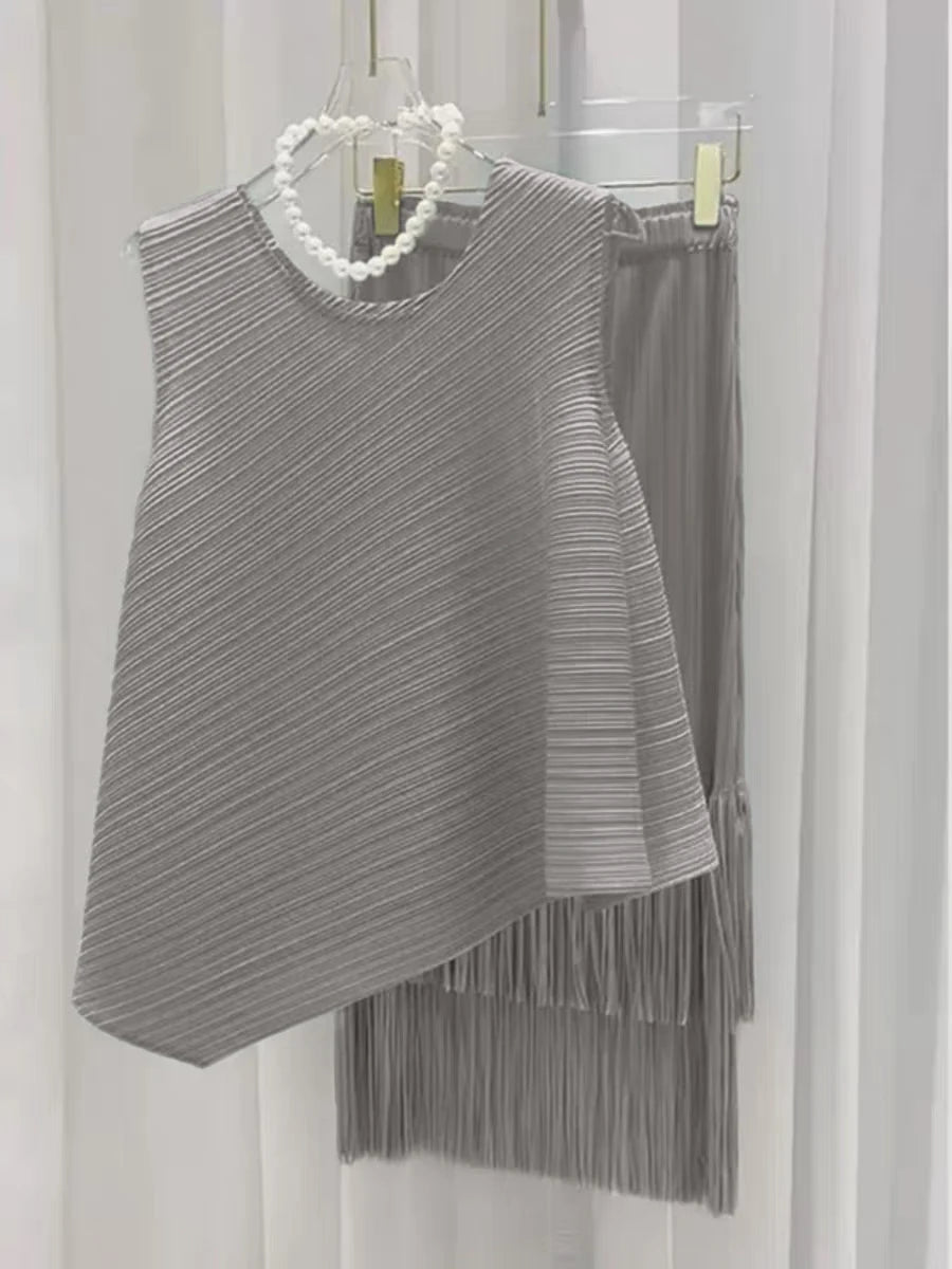 HKSH Spring Summer New Women Tide Young Style Y2K Contracted Fashion Ins Elegant Temperament Pleated Fabricevening Dress HK5086