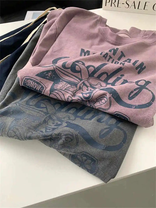 Summer Leisure Short Sleeves For Women Cartoon Pattern Round Neck Plus Size Tops Loose Commuting All Match T-shirts