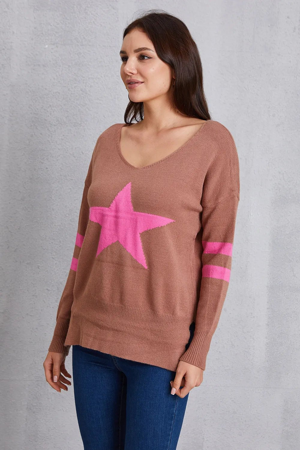 Star Scoop Neck Dropped Shoulder T-Shirt - Nikki and Co Boutique