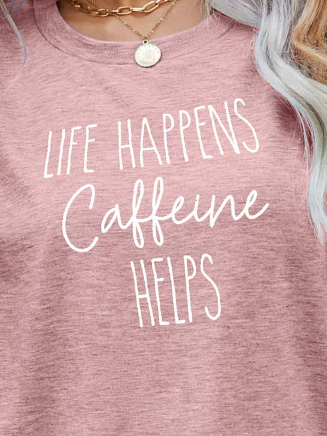 LIFE HAPPENS CAFFEINE HELPS Graphic Tees | Nikki &amp; Co. Boutique