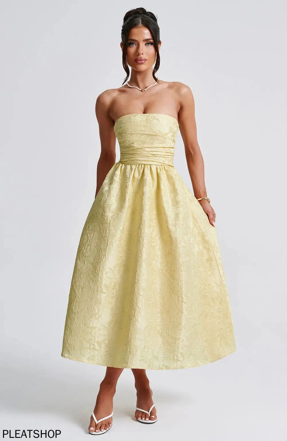 Women's New European and American Temperament Sexy Slim-fit Jacquard Satin Tube Top Dress