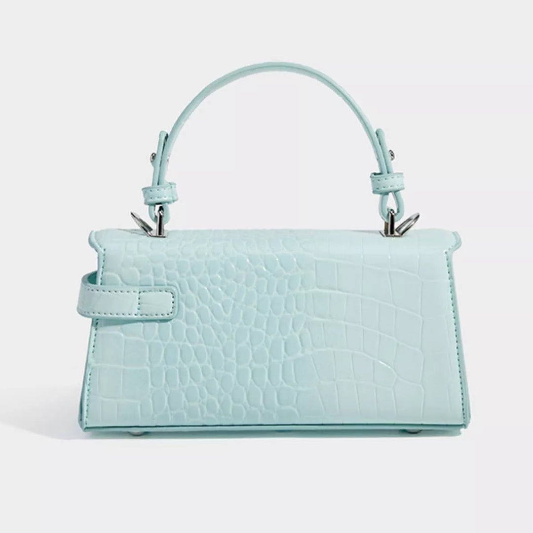 Crocodile Embossed Top Handle Crossbody Bag in Blue - Nikki &amp; Co. Boutique