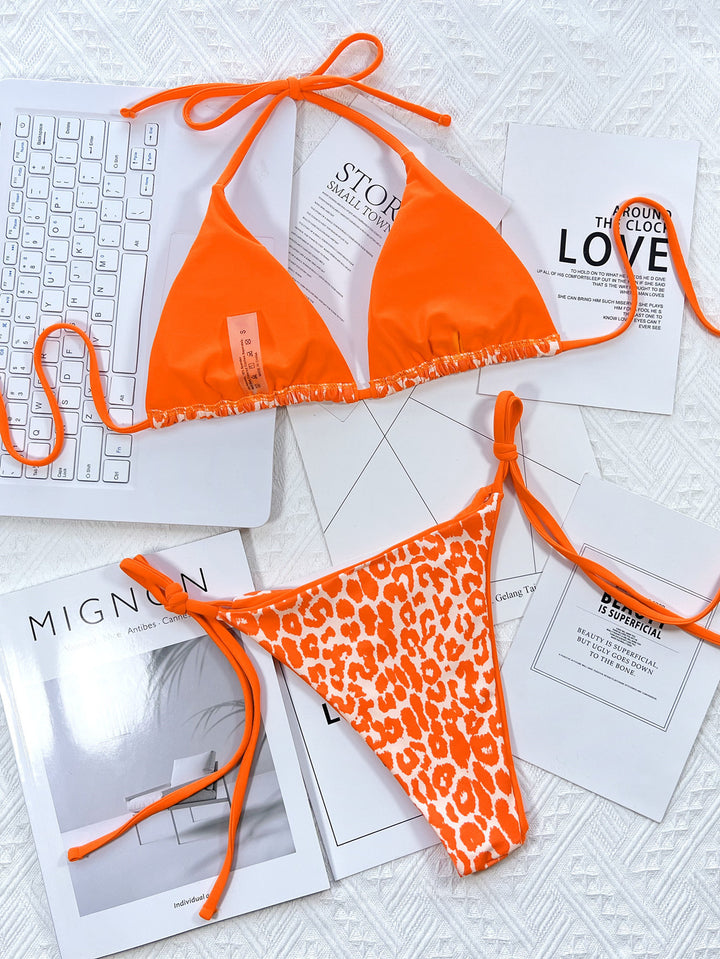 Leopard Print Halter Neck Tie Side Bikini Sets | Nikki &amp; Co. Boutique