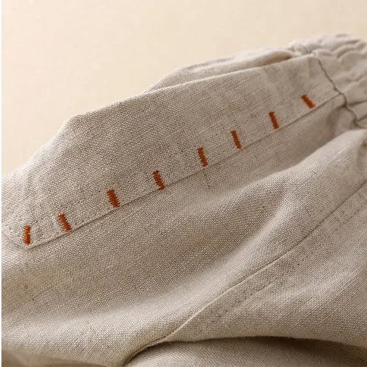 Gray Cotton Linen Casual Elastic High Waist Loose Wide Leg Women's Pants Ankle-Length Pants For Women Clothing Fashion