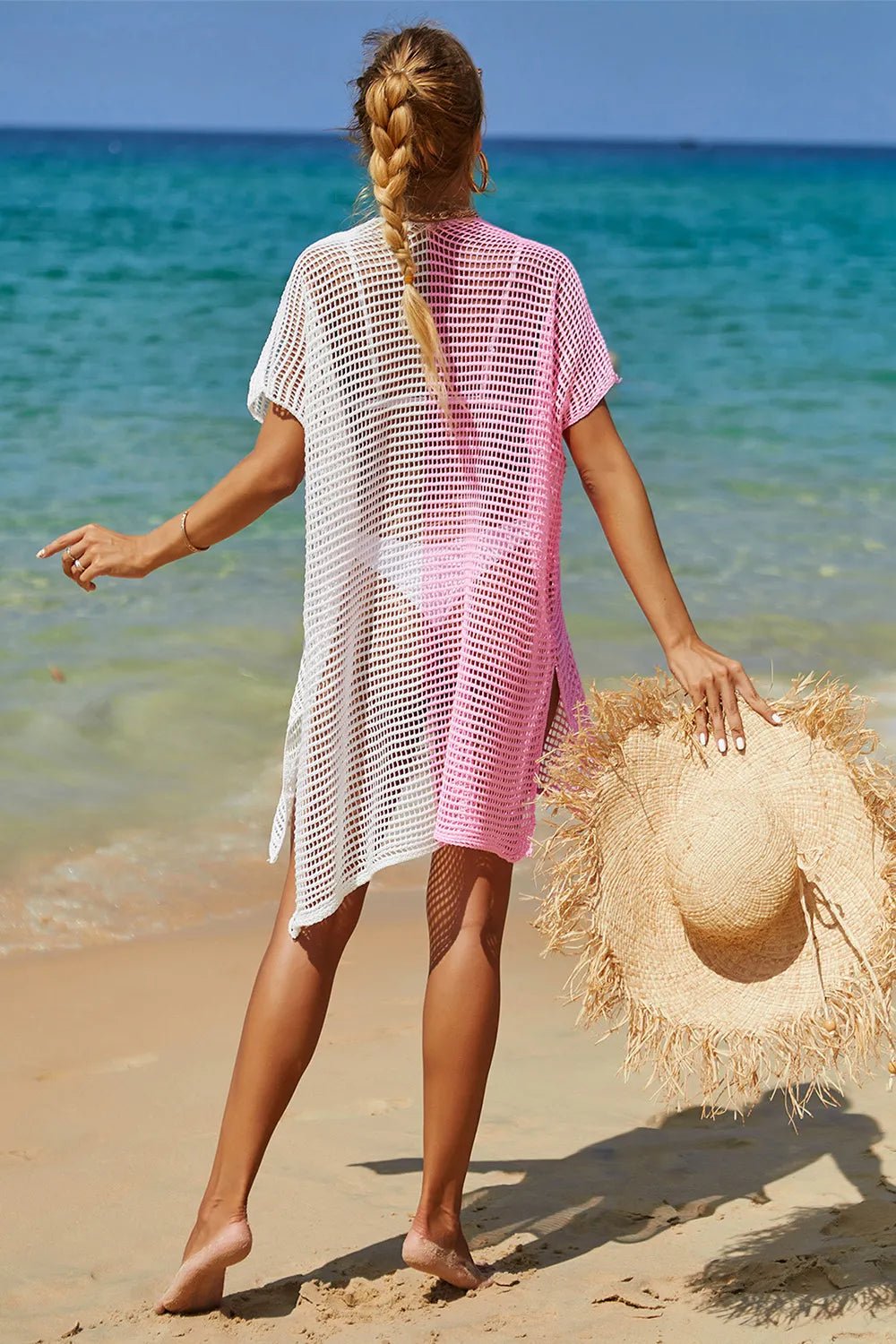 Angel Wings Openwork Contrast Slit Knit Cover Up | Nikki &amp; Co. Boutique