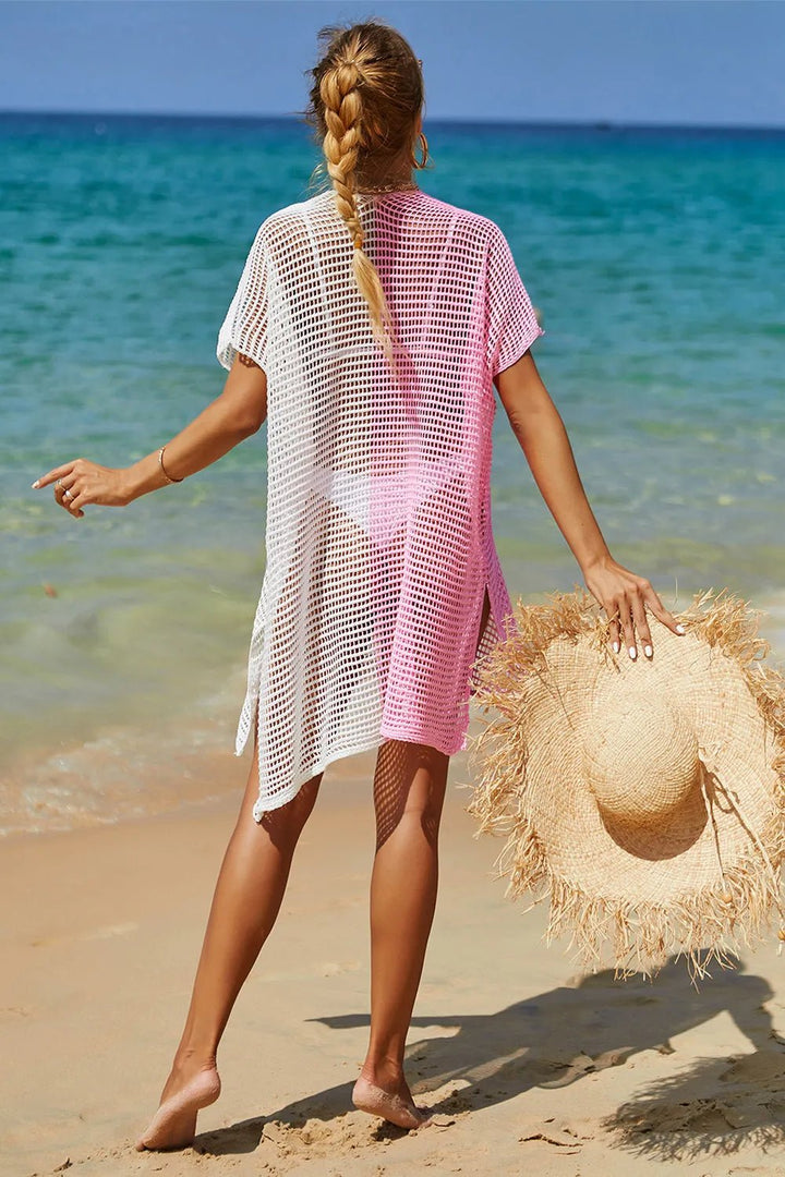 Angel Wings Openwork Contrast Slit Knit Cover Up | Nikki &amp; Co. Boutique