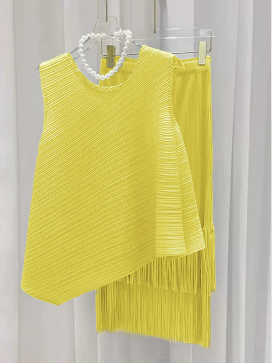 HKSH Spring Summer New Women Tide Young Style Y2K Contracted Fashion Ins Elegant Temperament Pleated Fabricevening Dress HK5086