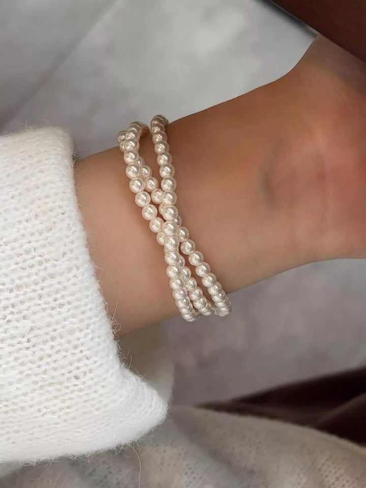 Three Layers Pearl Bracelet in Silver - Nikki &amp; Co. Boutique