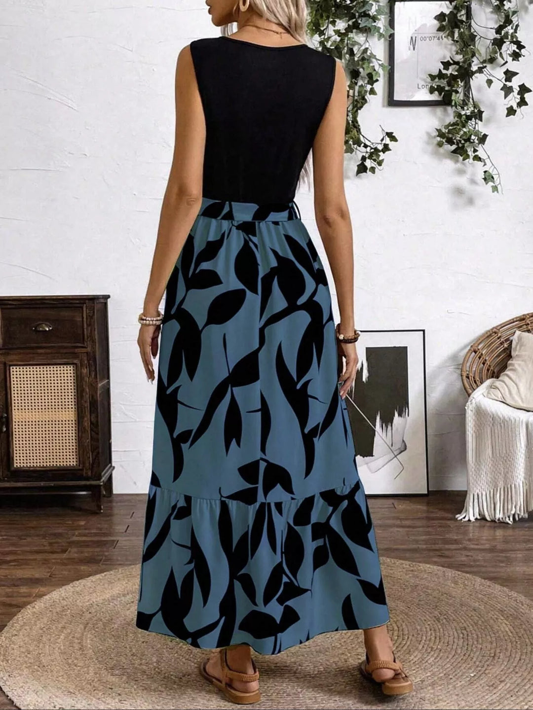 Sleeveless Floral Print Maxi Dress in Black - Nikki &amp; Co. Boutique
