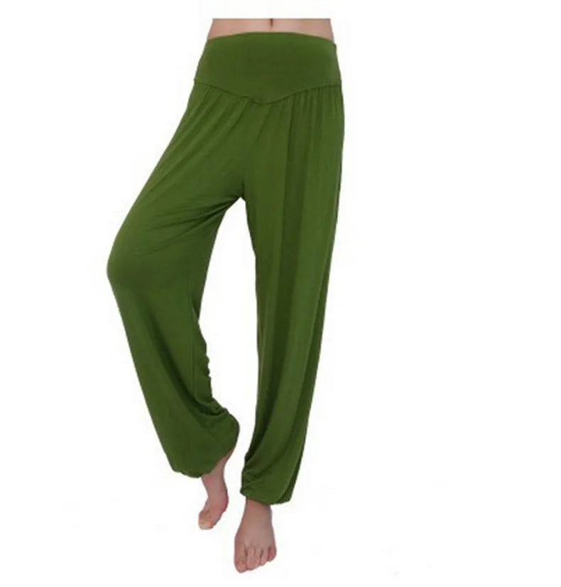 New Casual Loose Leisure Dance Long Modal Pants Loose Sports Pants Soft Women Solid Bloomers Fitness Sports Yoga Pantss