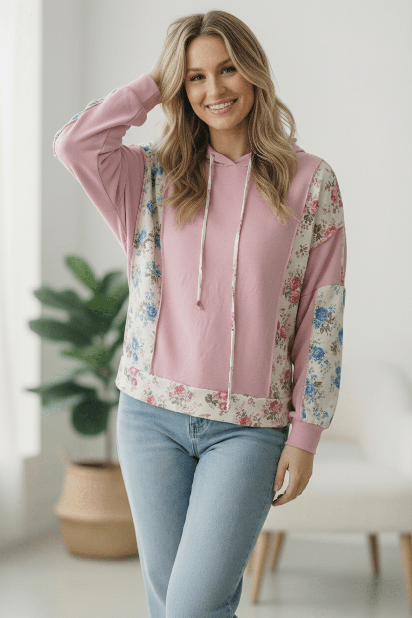 Sweet Spring Blossoms Color Block Hoodie | Nikki &amp; Co. Boutique