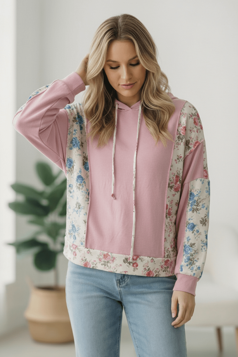 Sweet Spring Blossoms Color Block Hoodie | Nikki &amp; Co. Boutique