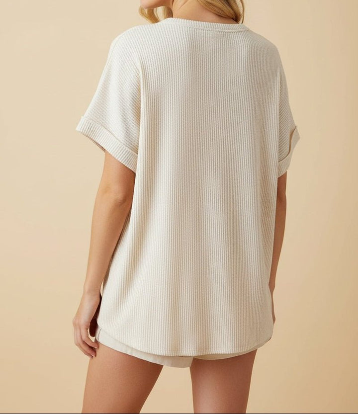 Americana Textured Short Sleeve Top (NP) - Nikki &amp; Co. Boutique