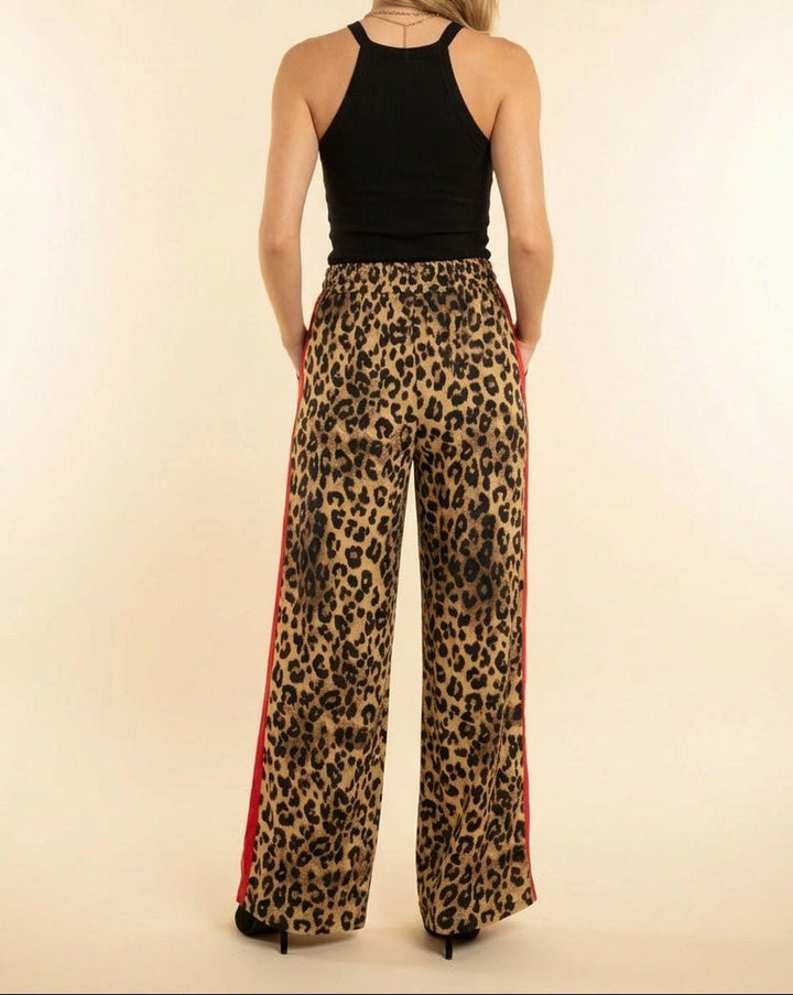 Heimish Leopard Print Pants with Red Side Stripe (NP) - Nikki &amp; Co. Boutique
