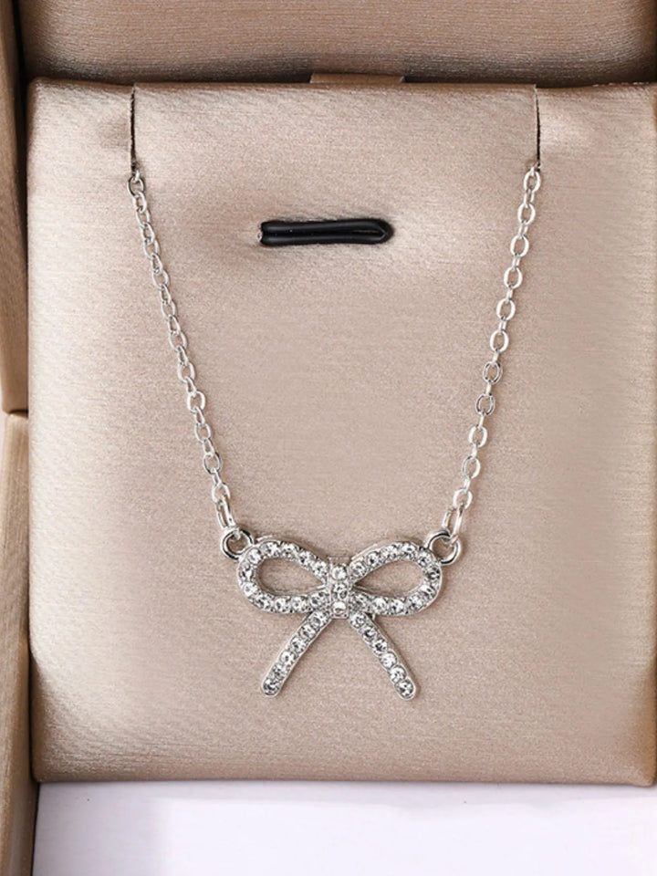 Zircon Bow Pendant Necklace - Nikki &amp; Co. Boutique