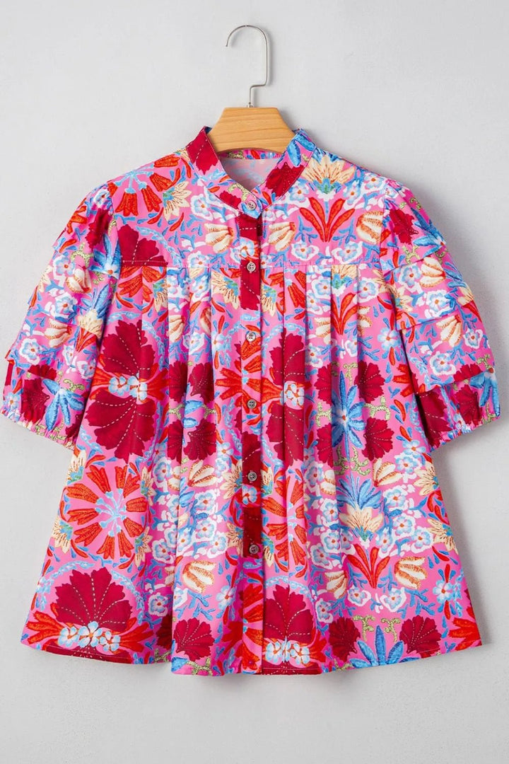 Floral Puff Sleeve Button-Up Tops | Nikki &amp; Co. Boutique