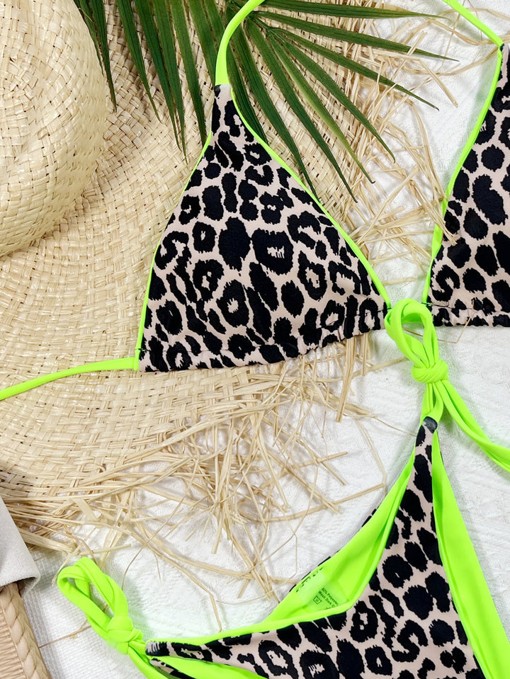Leopard Print Halter Neck Tie Side Bikini Sets | Nikki &amp; Co. Boutique