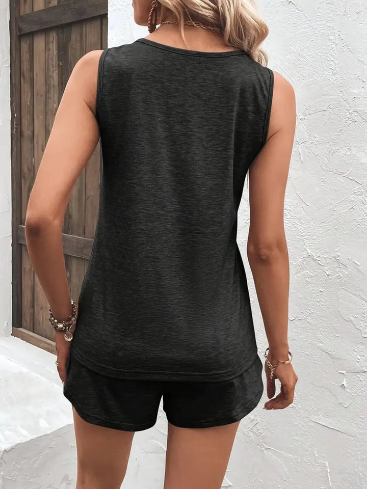 Casual Wide Strap Tank Top and Shorts Set - Nikki &amp; Co. Boutique