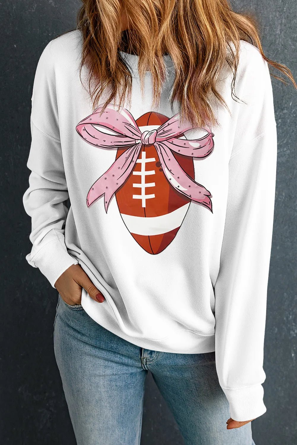 Football Round Neck Long Sleeve Sweatshirt - Nikki &amp; Co. Boutique
