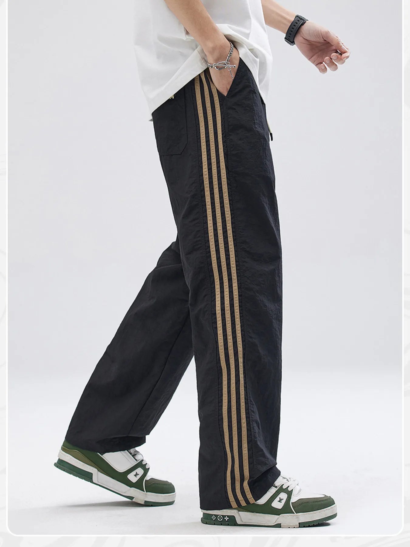 Men's Full Size Drawstring Wide Leg Pants with Side Striped Plus Size - Nikki and Co Boutique